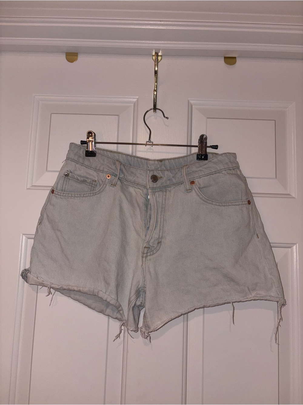 Casual Light Blue High-Rise Women's Denim Cutoff Shorts